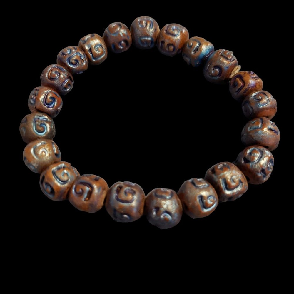 Artisan Pearlescent glazed pottery bead stretch bracelet